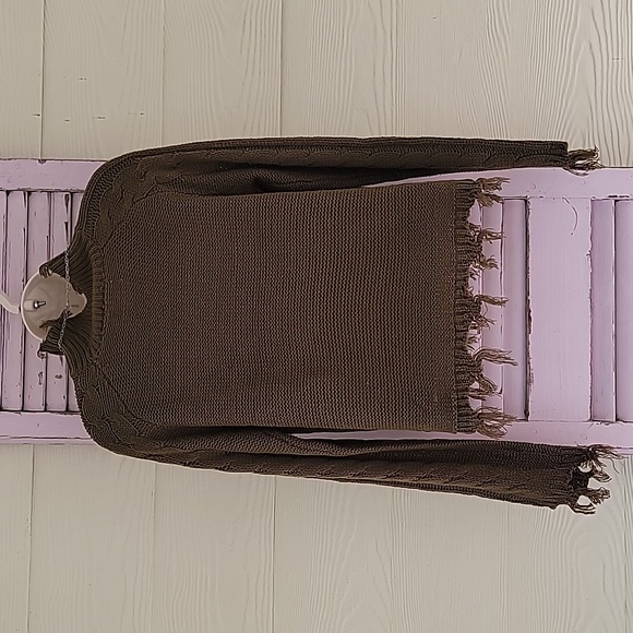 💗 POOF APPAREL LS Sweater Ragged Edge Olive Green L - Picture 6 of 11